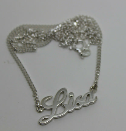 Genuine Sterling Silver 925 Curb Link Chain Lisa Name Plate