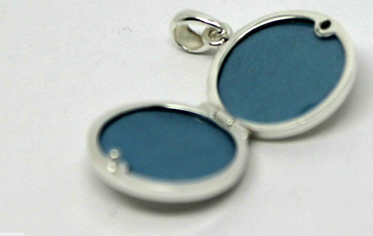 Genuine Sterling Silver 925 Small Flat Round Plain Locket With 2 Photos