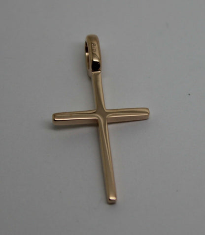 Genuine Solid New 9ct 9K Yellow, Rose or White Gold Thin Plain Cross Pendant