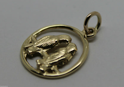 Genuine 9ct Yellow or Rose or White Gold or Silver Lovebirds Love Birds Pendant