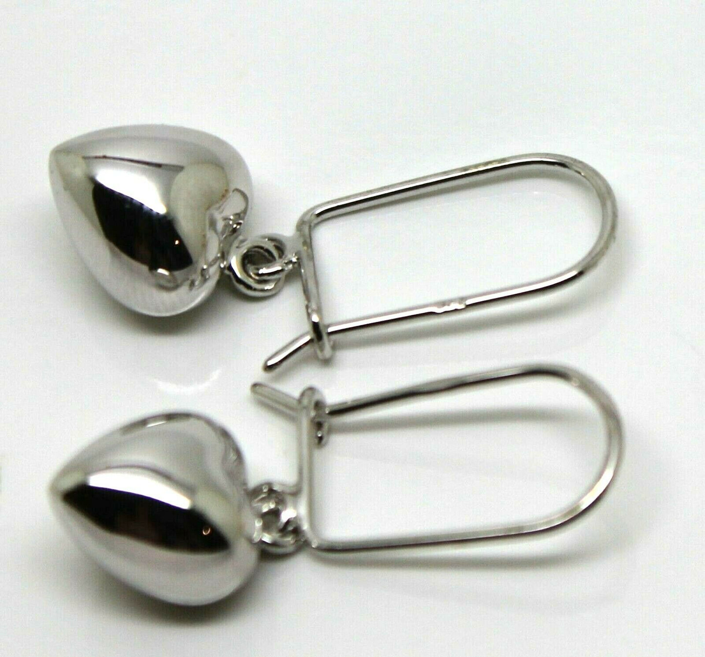 Kaedesigns  9ct Yellow, Rose or  White Gold Dangle Puffed Heart Closed Hooks Earrings