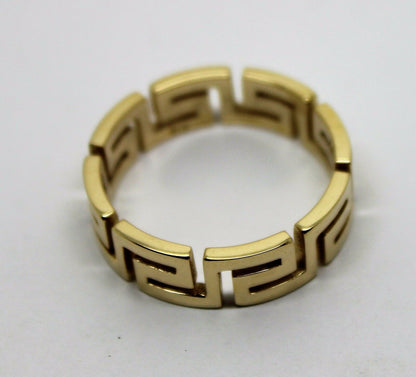 Genuine Size R / 8 5/8 Solid 9ct 9k Heavy Yellow, Rose or White Gold Greek Key Ring