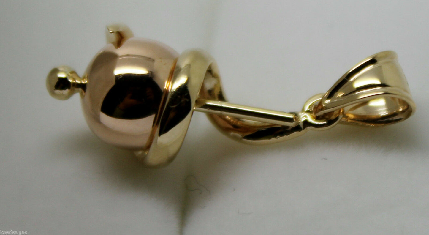Genuine 9ct 9kt 375 Yellow & Rose Gold 8mm Swirl Ball Pendant