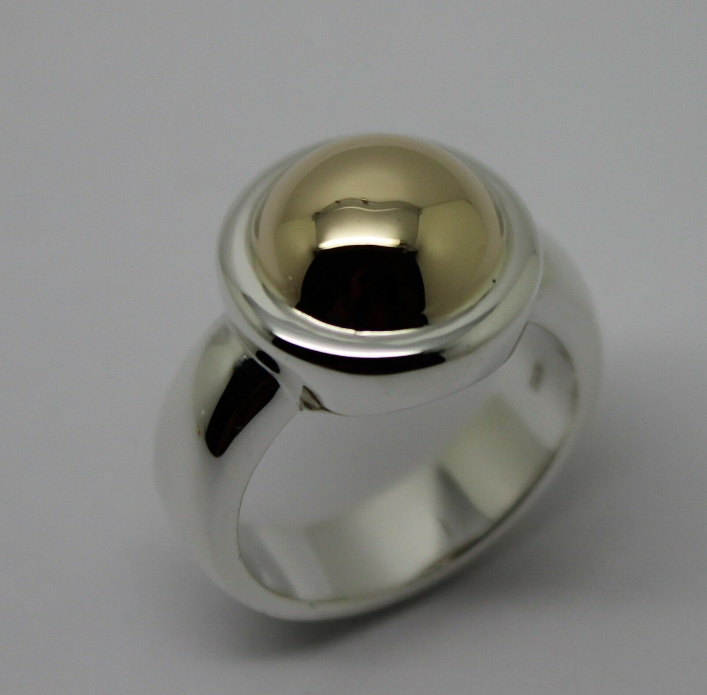Size M Kaedesigns New Genuine Sterling Silver & 9ct Yellow Gold Half Ball Ring
