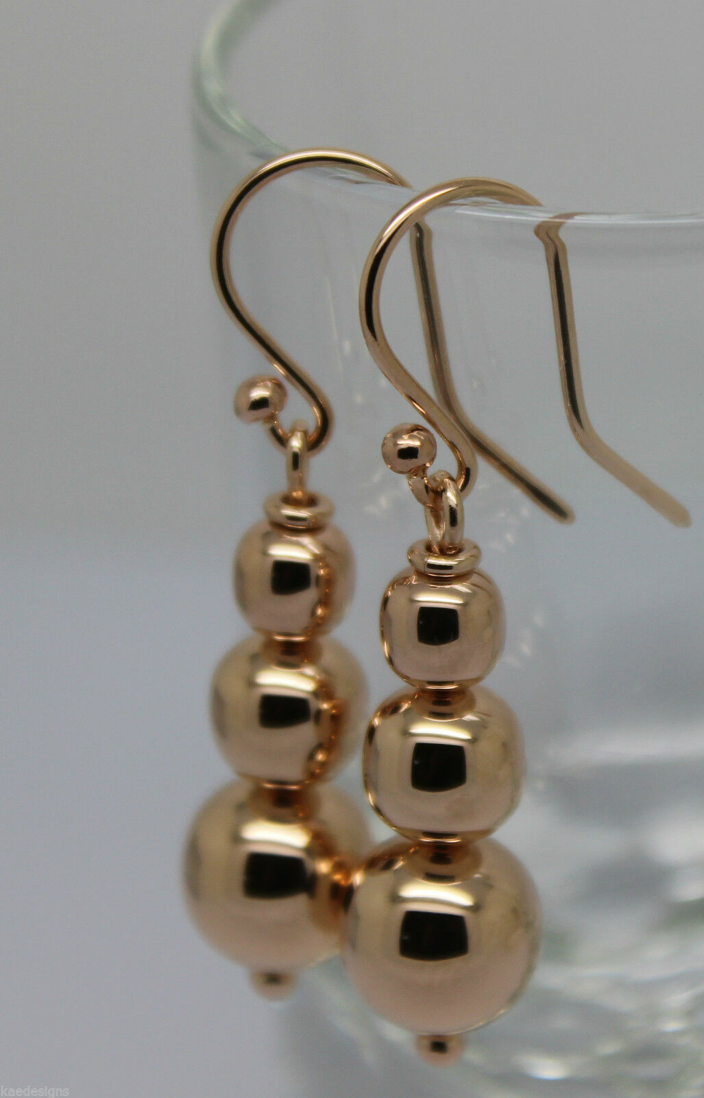 Kaedesigns 9ct 9k 375 Yellow Or White Or Rose Gold 375 Three Ball Drop Ball Earrings