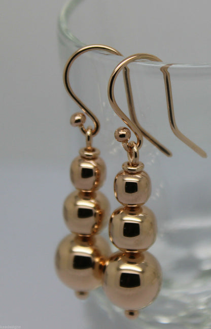 Kaedesigns 9ct 9k 375 Yellow Or White Or Rose Gold 375 Three Ball Drop Ball Earrings