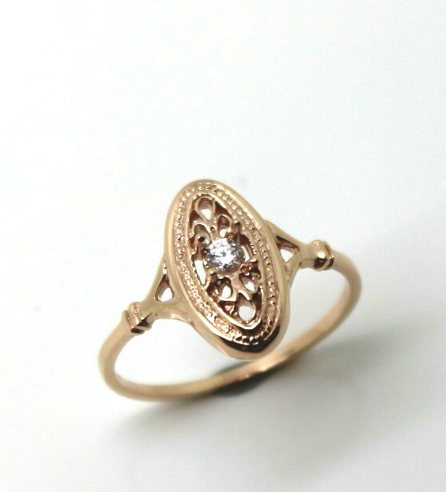 Kaedesigns Genuine 9ct 9k Yellow, Rose or White Gold Delicate White Sapphire Filigree Ring