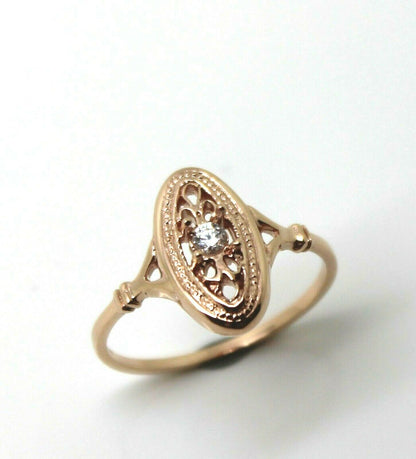 Kaedesigns Genuine 9ct 9k Yellow, Rose or White Gold Delicate White Sapphire Filigree Ring