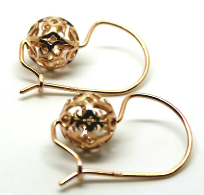 Genuine Solid 9ct 9k 375 Yellow, Rose or White Gold 10mm Euro Ball Drop Filigree Flower Earrings