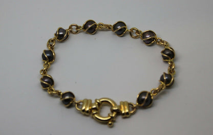 Genuine 9kt 9ct Yellow, Rose or White Gold Bolt Ring Freshwater Black Pearl Bracelet