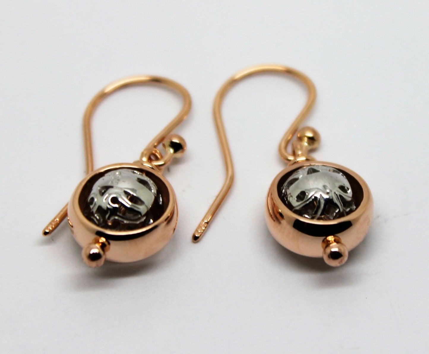 Kaedesigns Genuine 9ct 9k 375 Rose & White Gold Filigree Belcher Ball Earrings