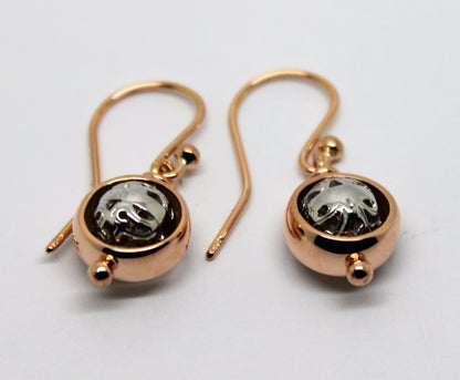 Kaedesigns Genuine 9ct 9k 375 Rose & White Gold Filigree Belcher Ball Earrings