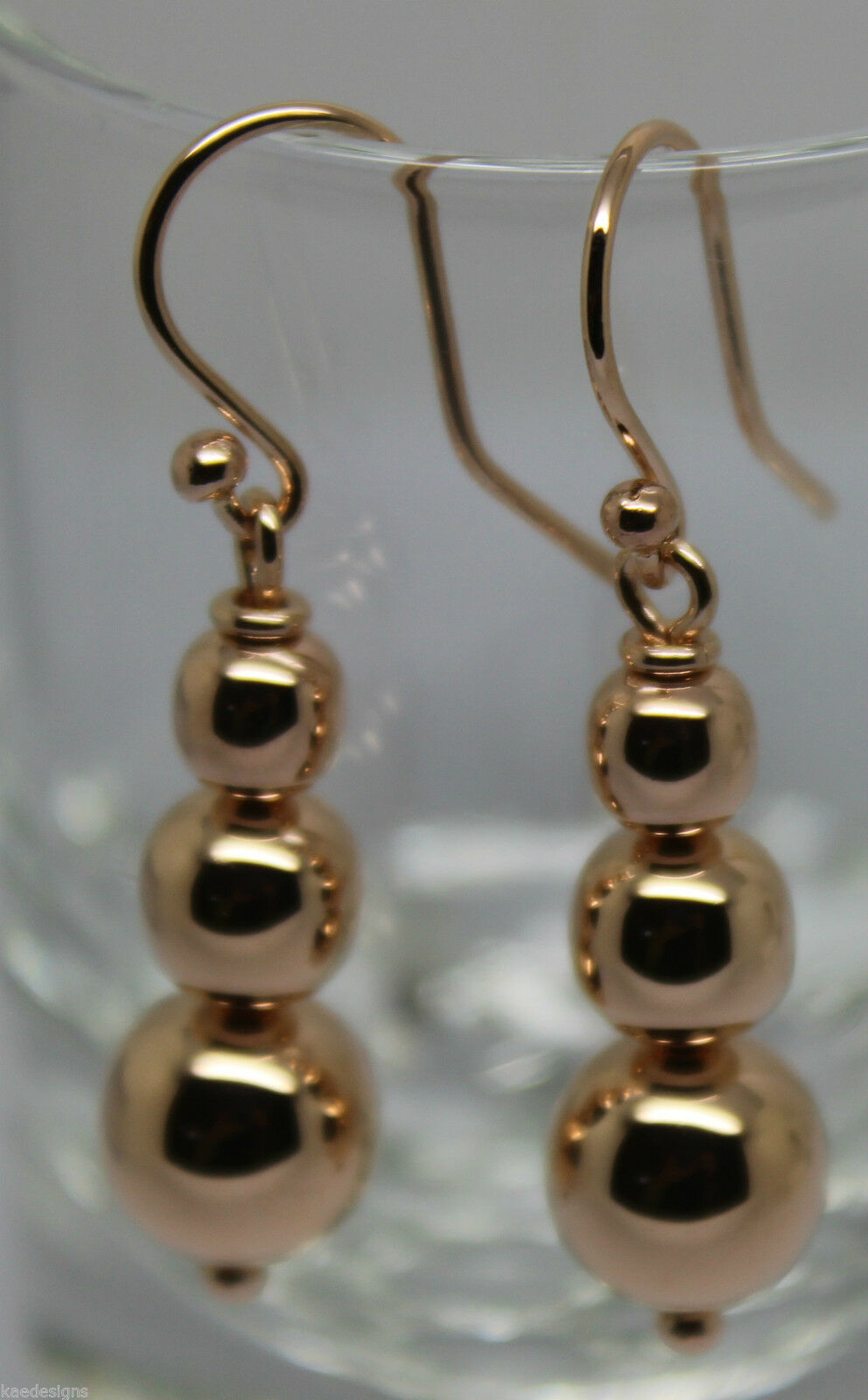 Kaedesigns 9ct 9k 375 Yellow Or White Or Rose Gold 375 Three Ball Drop Ball Earrings