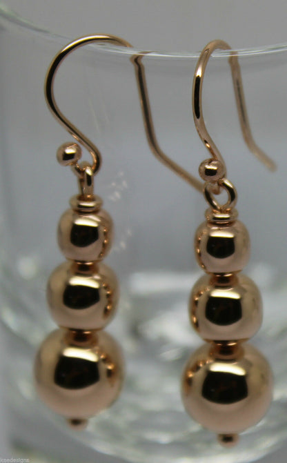 Kaedesigns 9ct 9k 375 Yellow Or White Or Rose Gold 375 Three Ball Drop Ball Earrings