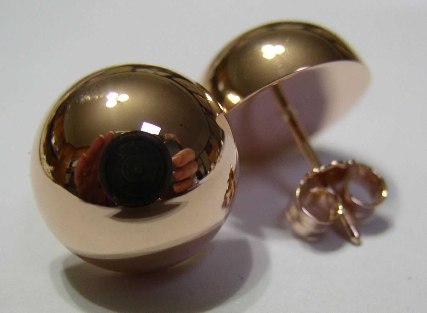 Kaedesigns, 9ct  9k Yellow Or White Or Rose Gold 375 18mm Half Ball Hook Earrings