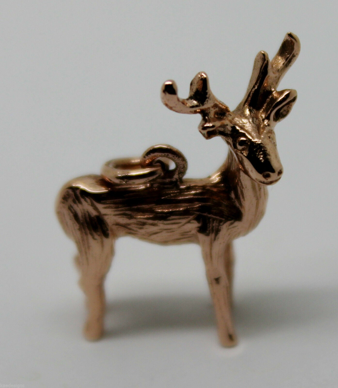 Kaedesigns, 3D 9ct Yellow Or Rose Or White Gold Deer Or Moose Charm Or Pendant