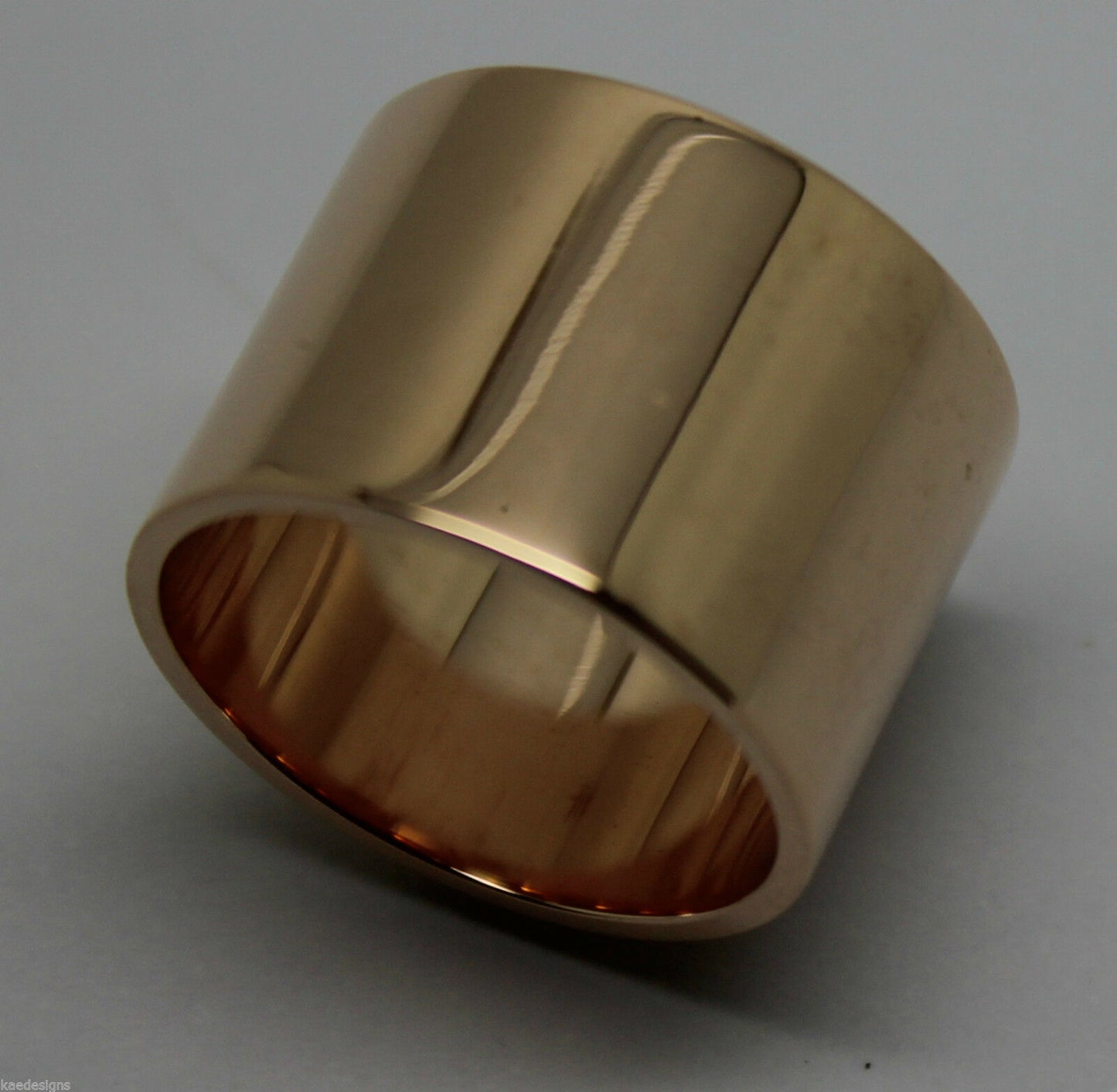Size M Genuine, Kaedesigns, 9ct 9k Yellow, Rose or White Gold Full Solid Extra Wide 14mm Band Ring