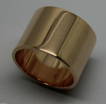 Size M Genuine, Kaedesigns, 9ct 9k Yellow, Rose or White Gold Full Solid Extra Wide 14mm Band Ring