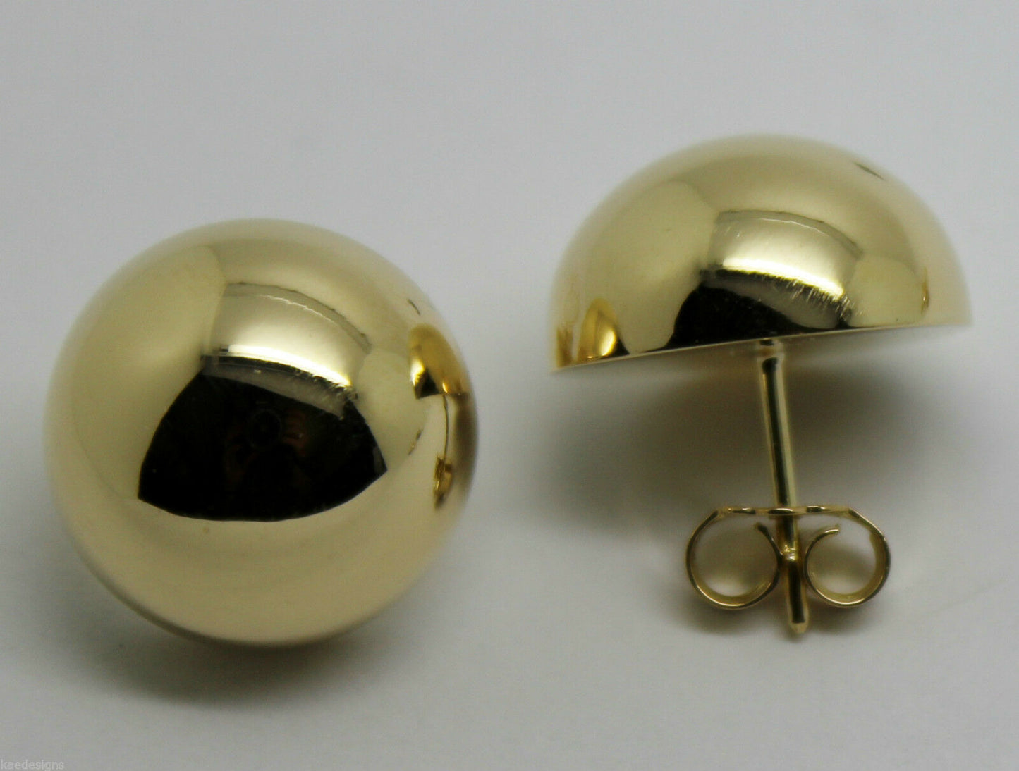 Kaedesigns, 9ct  9k Yellow Or White Or Rose Gold 375 18mm Half Ball Hook Earrings