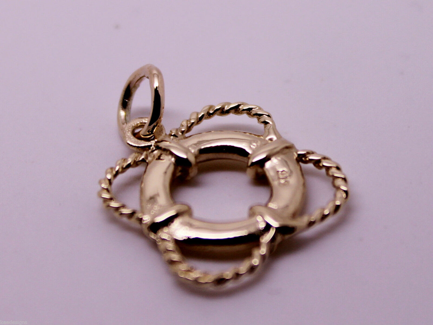 Genuine 9ct 9k 375 Yellow or Rose or White Gold Life Ring Nautical Pendant
