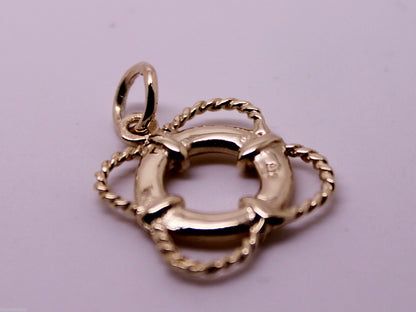 Genuine 9ct 9k 375 Yellow or Rose or White Gold Life Ring Nautical Pendant