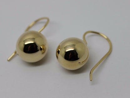 Kaedesigns Genuine 9ct 9k 375 Yellow, Rose or White Gold 12mm Euro Ball Drop Earrings