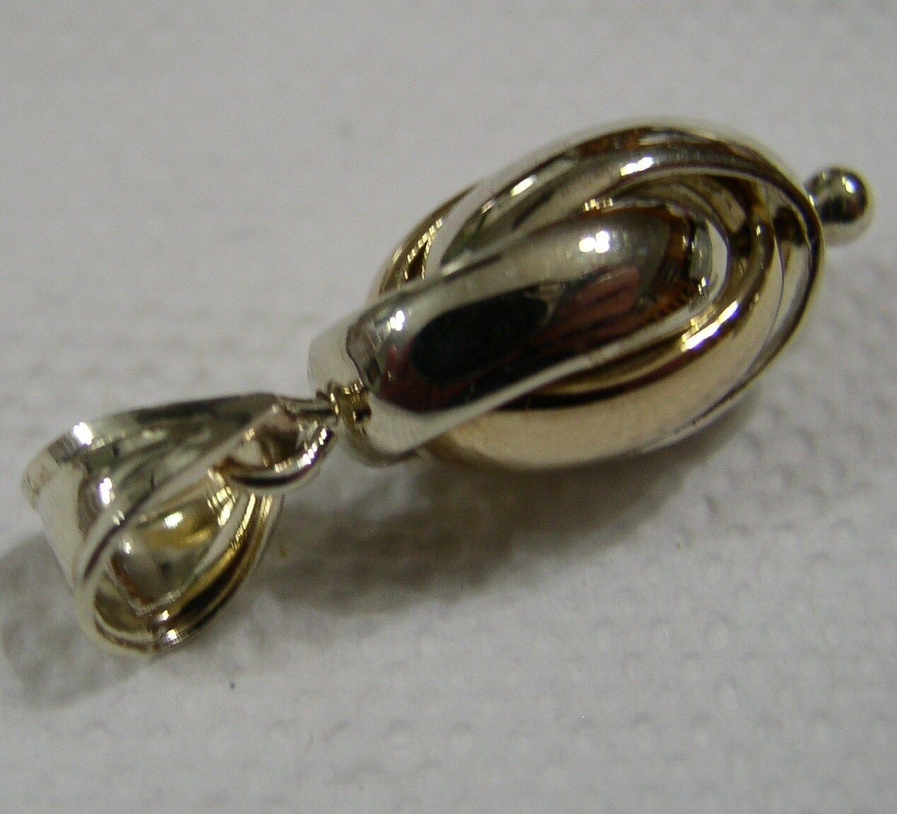 Genuine 9ct 9k 375 Yellow & White Gold Oval Triple Belcher Ball Pendant
