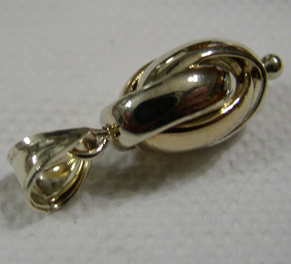 Genuine 9ct 9k 375 Yellow & White Gold Oval Triple Belcher Ball Pendant