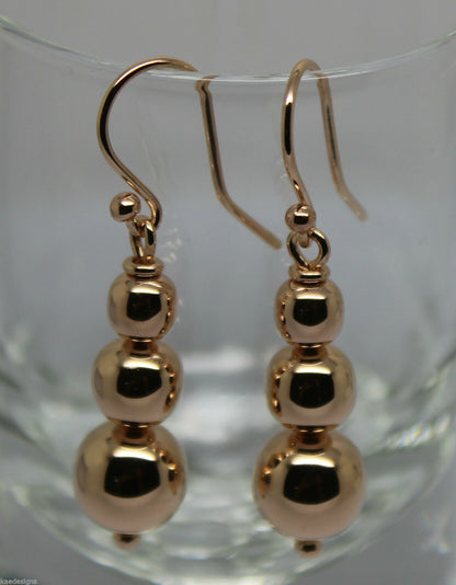 Kaedesigns 9ct 9k 375 Yellow Or White Or Rose Gold 375 Three Ball Drop Ball Earrings