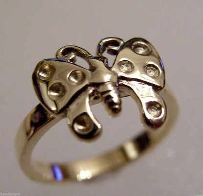 Genuine Solid 9ct White Or Rose Or Yellow Gold Butterfly Ring Choose Size
