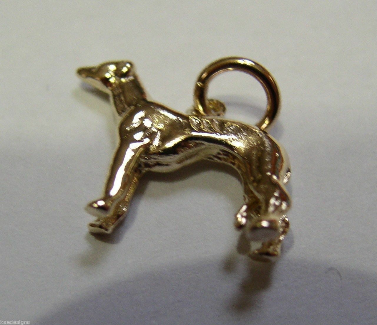 Kaedesigns, 3D 9ct Yellow, Rose Or White Gold Greyhound Dog Charm / Pendant