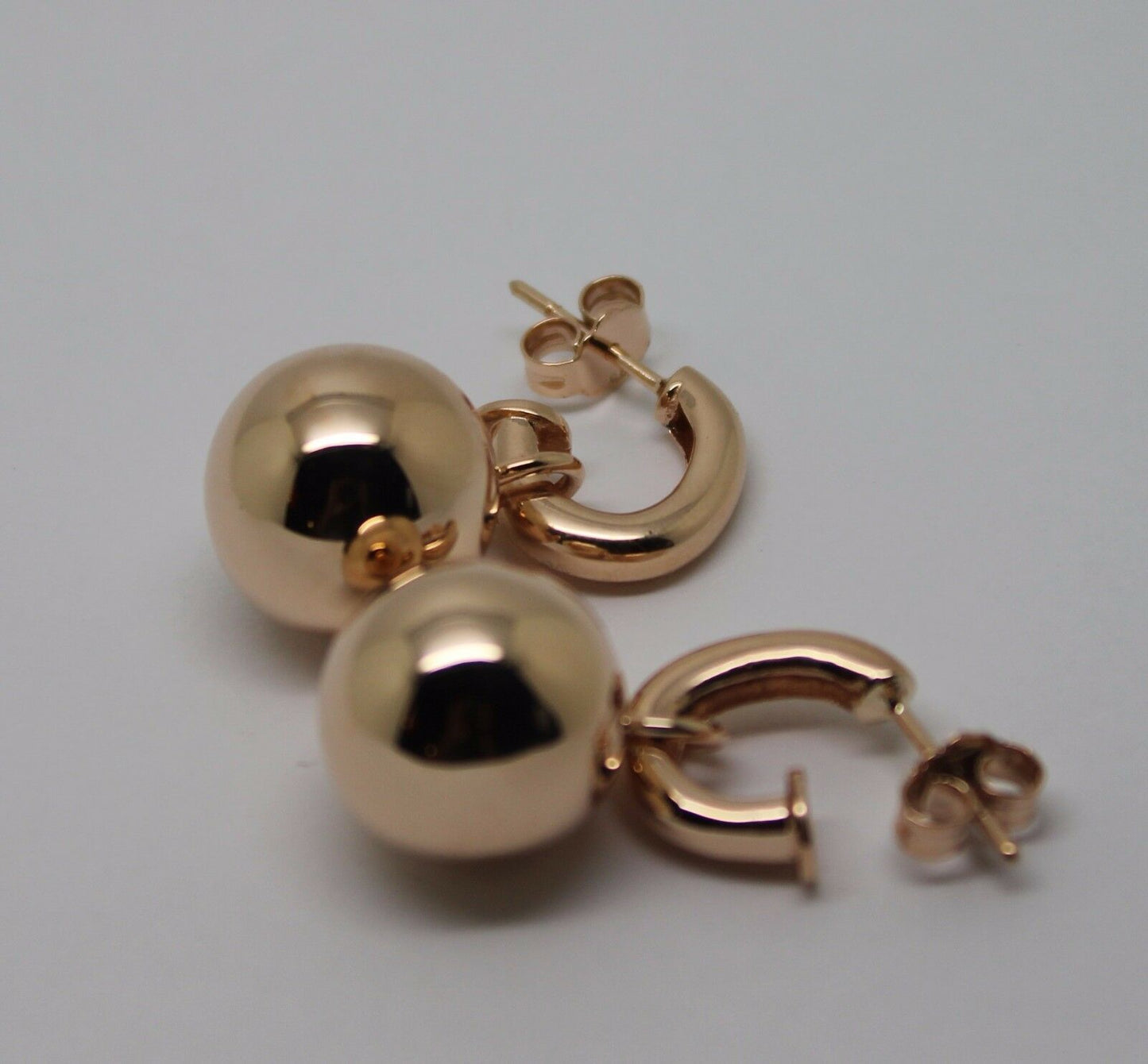 Kaedesigns Genuine Heavy 9ct 9kt Yellow, Rose or White Gold 14mm Belcher Ball Drop Earrings