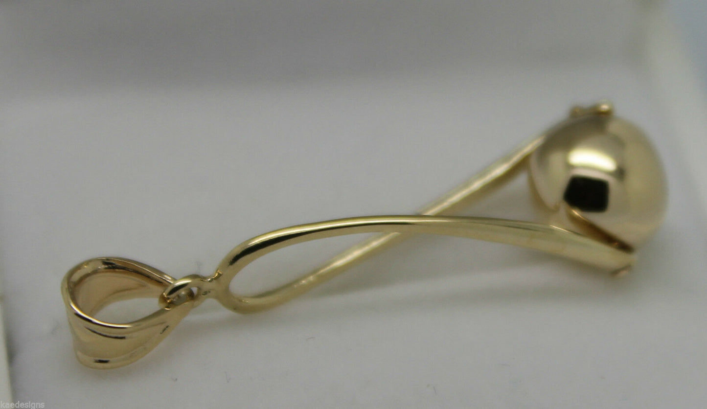 Genuine Solid 9ct Yellow Or Rose Or White Gold 8mm Long Swirl Ball Pendant