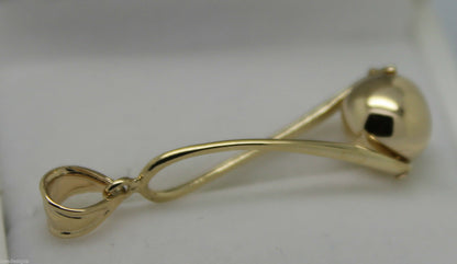 Genuine Solid 9ct Yellow Or Rose Or White Gold 8mm Long Swirl Ball Pendant