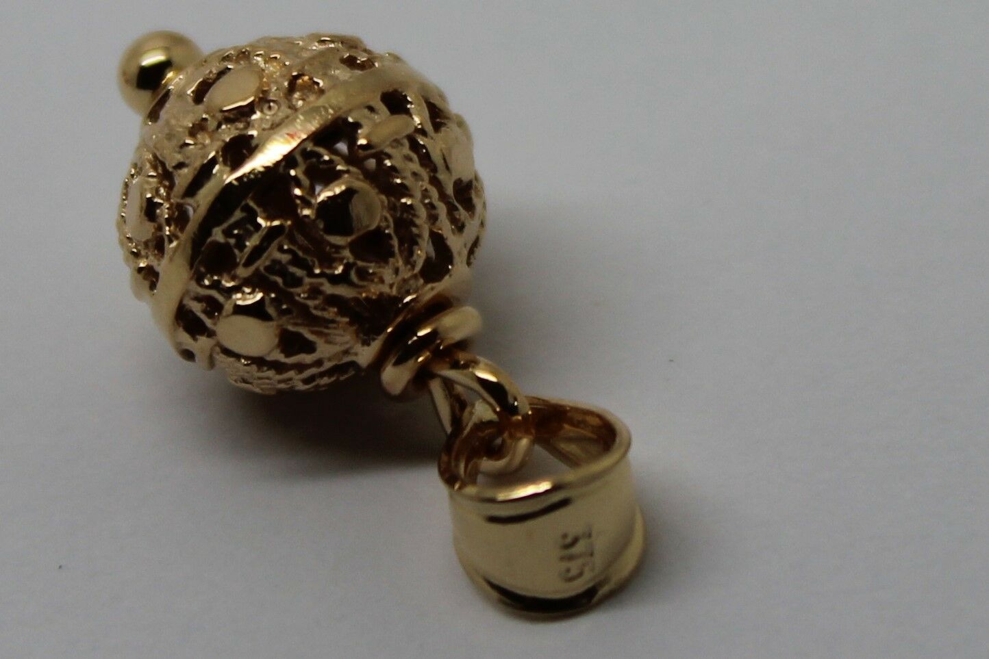 Genuine New 9ct 9k Filigree Yellow, Rose or White Gold Ball 10mm Pendant