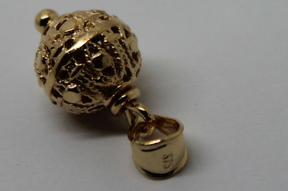 Genuine New 9ct 9k Filigree Yellow, Rose or White Gold Ball 10mm Pendant