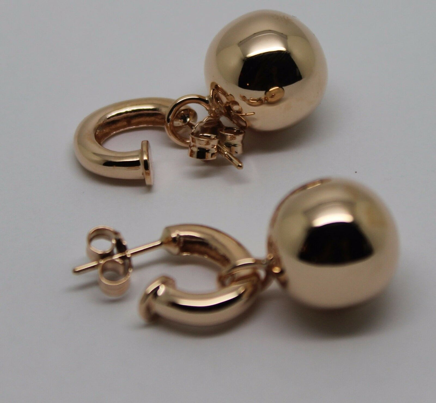 Kaedesigns Genuine Heavy 9ct 9kt Yellow, Rose or White Gold 14mm Belcher Ball Drop Earrings
