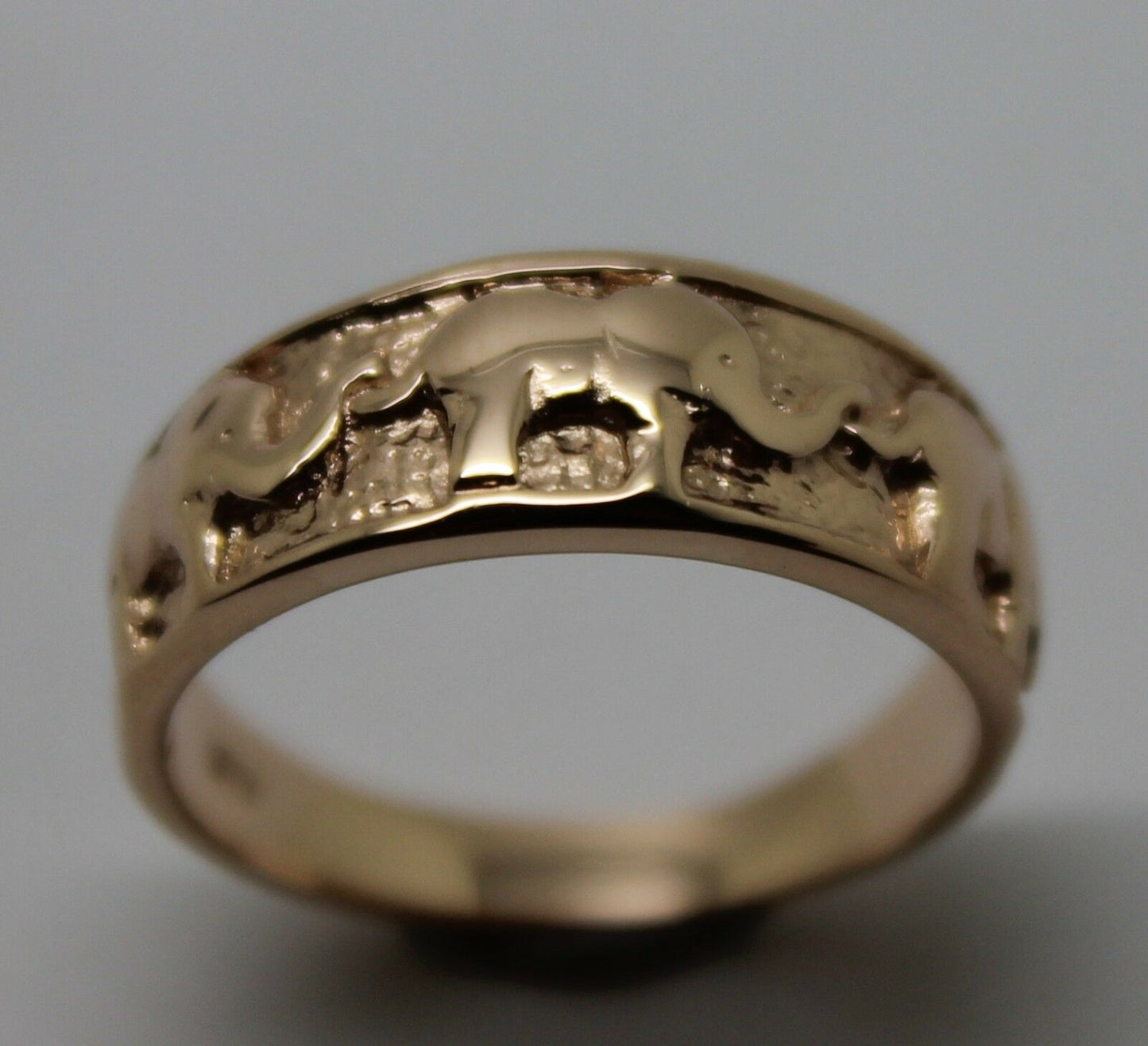 Size K Genuine 9ct 9kt 375 Full Solid Yellow, Rose or White Gold Lucky Elephant Ring 209