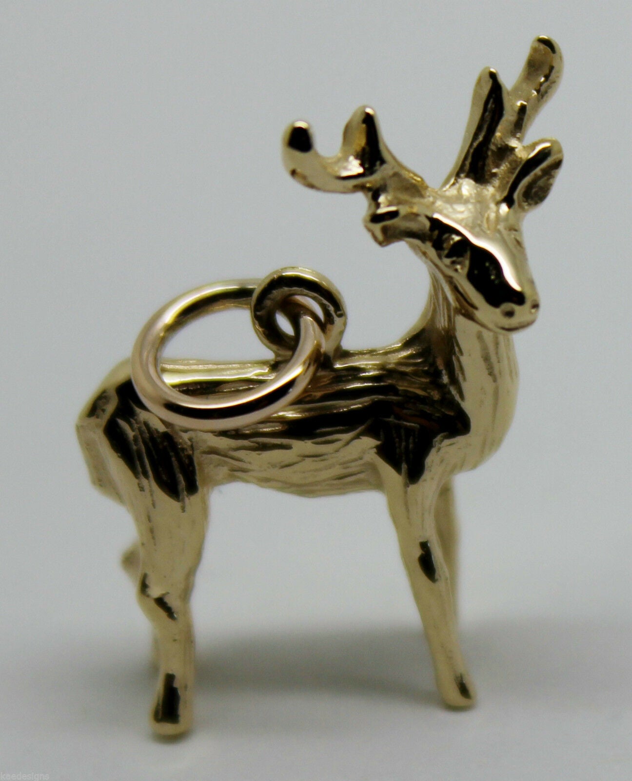 Kaedesigns, 3D 9ct Yellow Or Rose Or White Gold Deer Or Moose Charm Or Pendant