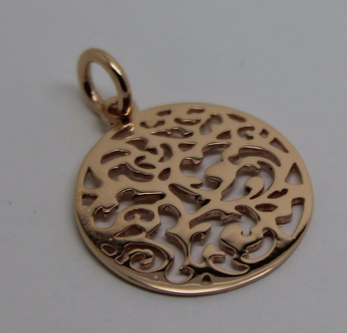 Genuine Solid 9ct 9kt 375 Yellow, White Or Rose Gold Round Filigree Pendant