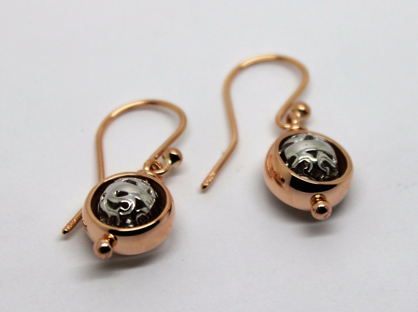 Kaedesigns Genuine 9ct 9k 375 Rose & White Gold Filigree Belcher Ball Earrings