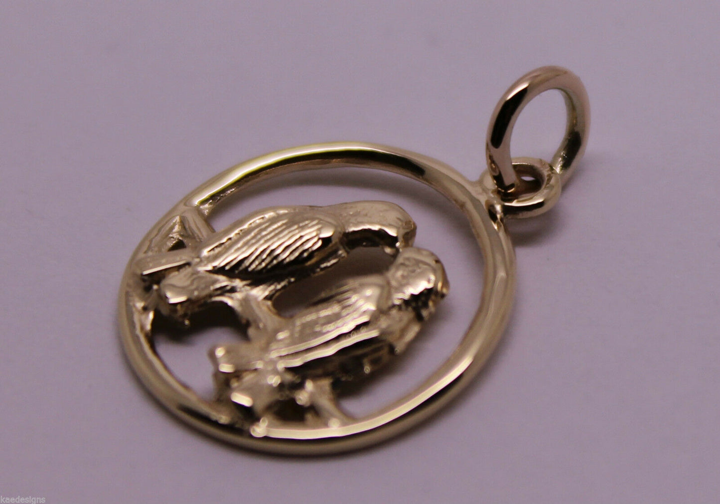 Genuine 9ct Yellow or Rose or White Gold or Silver Lovebirds Love Birds Pendant