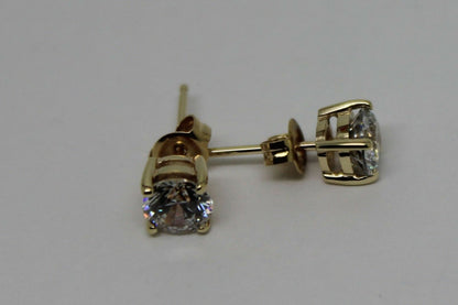 Genuine 9ct Yellow Gold Claw-Set Round 6mm Stud Earrings