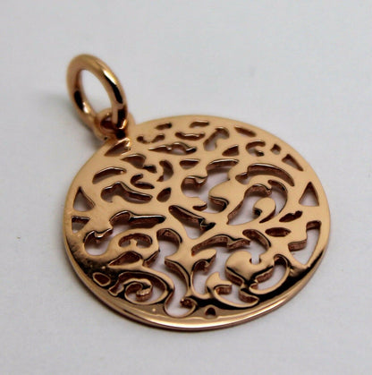 Genuine Solid 9ct 9kt 375 Yellow, White Or Rose Gold Round Filigree Pendant