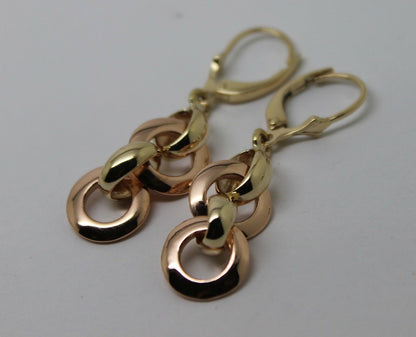 Kaedesigns 9ct Rose & Yellow Gold 10mm Circle Belcher Earrings Continental Hooks