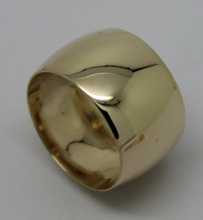 Genuine New Solid  9ct Yellow, Rose or White Gold Full Solid 12mm Wide Barrel Band Ring Size N