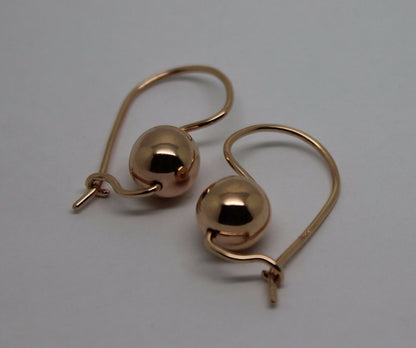 Kaedesigns Genuine 9ct 9k 375 Yellow, Rose or White Gold 8mm Plain Ball Drop Earrings