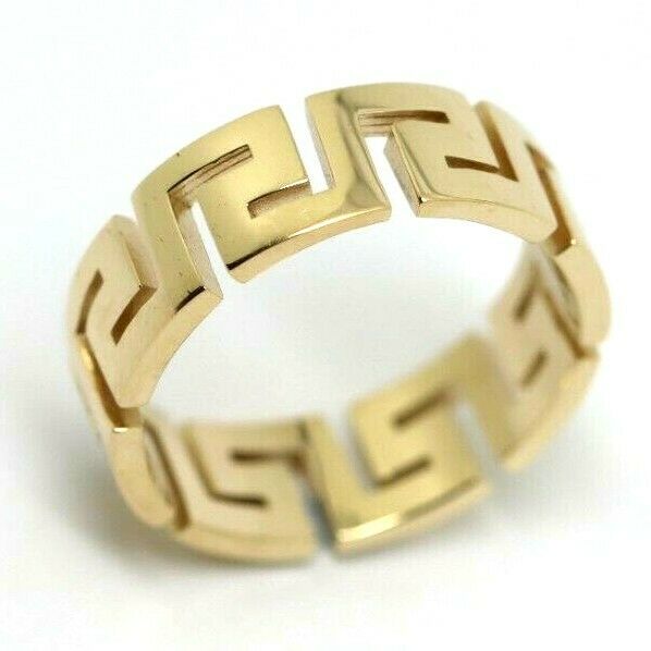 Genuine Size R / 8 5/8 Solid 9ct 9k Heavy Yellow, Rose or White Gold Greek Key Ring
