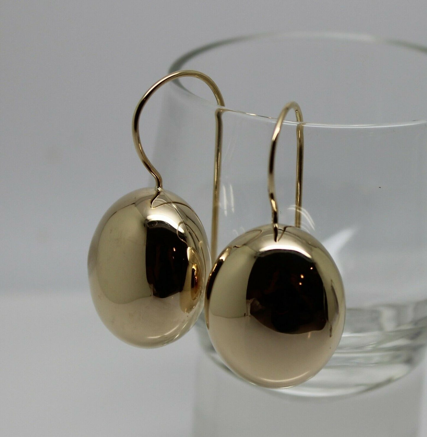 Genuine New  Heavy 9ct 9k Yellow, Rose Or White Gold Oval Hook Earrings