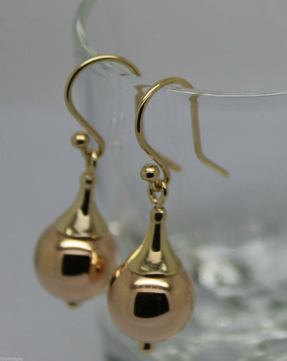 Genuine 9ct 9k 375 Yellow & Rose Gold 12mm Ball Earrings